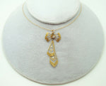9K Gold Victorian Laveliere Pendant with Diamond and Pearls (#J3025)