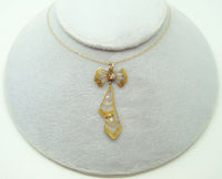9K Gold Victorian Laveliere Pendant with Diamond and Pearls (#J3025)