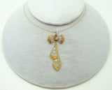 9K Gold Victorian Laveliere Pendant with Diamond and Pearls (#J3025)