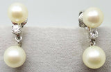 14k Gold Pearl Earrings with .26ct Diamonds (#J3439)