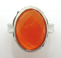 10k Gold Checkerboard Cut Genuine Natural Carnelian Ring (#J1777)