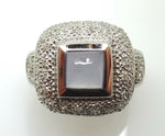 14k Gold Square Genuine Natural Chalcedony Ring with Diamonds (#J3519)