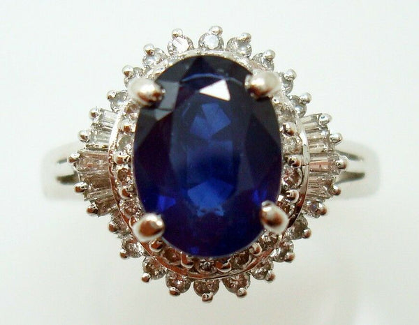 Platinum Ring with 1.42ct Blue Genuine Natural Sapphire (#J487) with Report