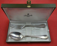 Albi by Christofle Silverplate Dessert Set 2 piece spoon 6 1/2",  fork 6 1/2"