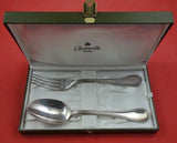 Albi by Christofle Silverplate Dessert Set 2 piece spoon 6 1/2",  fork 6 1/2"