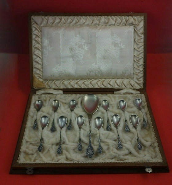 Louis XIV by Unknown German .800 Silver Ice Cream Set 13pc Spoons Server in Box