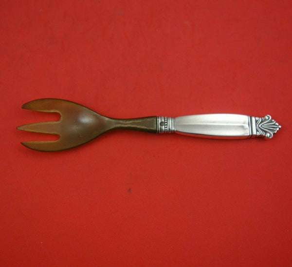 Acanthus by Georg Jensen Sterling Silver Caviar Fork with Horn 6 1/4" Serving