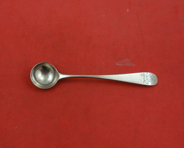 English Georgian Sterling Silver Salt Spoon Master w/engraved lion c.1788 by GB