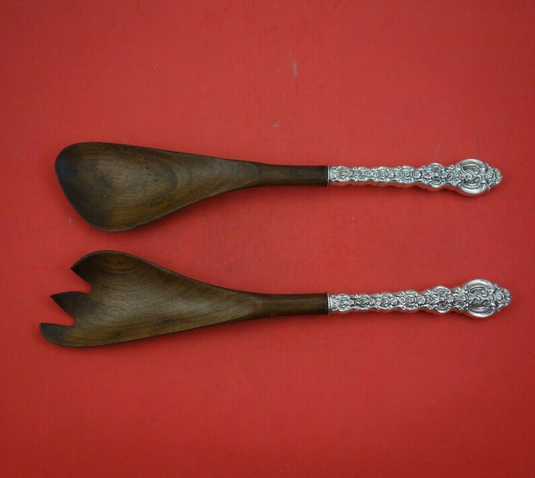 King Louis by International Sterling Silver Salad Serving Set 2pc with Wood 12"