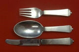 Pyramid by Georg Jensen Sterling Silver Baby Set 3pc All Sterling Child Flatware