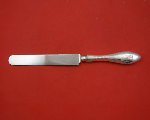 Antique Hammered by Shreve Sterling Silver Dinner Knife Blunt Engraved Mono 10"