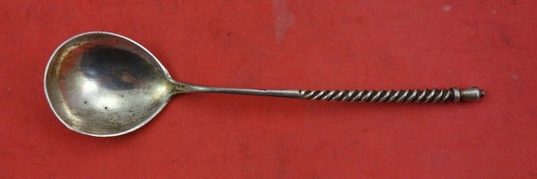 Russian Sterling Silver Sugar Spoon 1878 twisted and engraved in bowl  5"