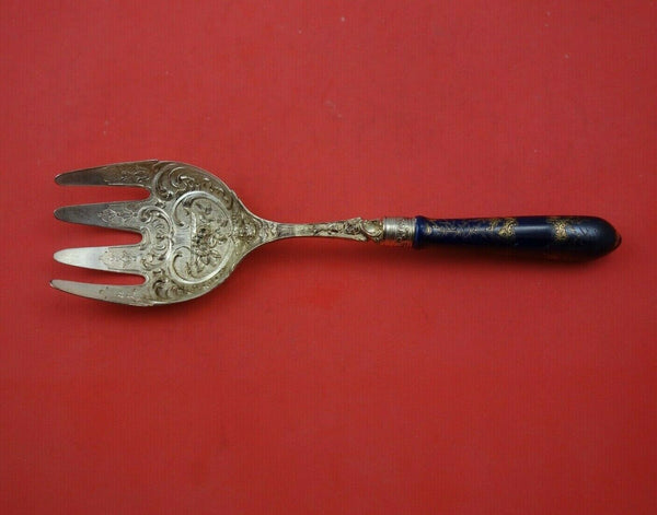 Cobalt by Dresden German Sterling Silver Buffet Fork Gold Washed Fancy 9 5/8"