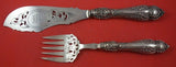 Art Nouveau by Unknown Sterling Silver Fish Serving Set 2pc Bright-cut w/ swans