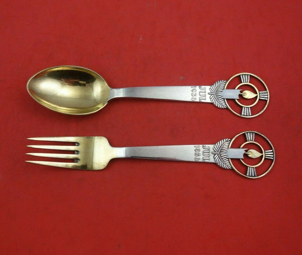 Christmas by A. Michelsen Sterling Silver Fork and Spoon Set 2pc 1936 Candle