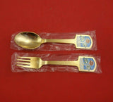 Christmas by A. Michelsen Sterling Silver Fork and Spoon Set 2pc 1977 Rose