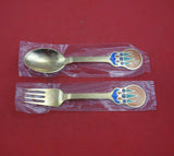 Christmas by A. Michelsen Sterling Silver Fork and Spoon Set 2pc 1979 Vermeil