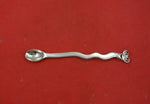 Emilia Castillo Mexican Sterling Silver Infant Spoon Frog Handle Black Stone Eye