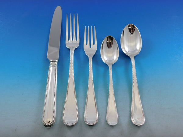 Perlinato by Fina Italy Sterling Silver Flatware Set Service 30 pieces Perles Dn