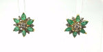 14k Yellow Gold Genuine Natural Emerald & Diamond Flower Earrings (#J3703)