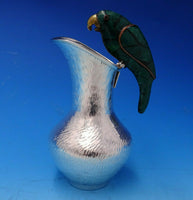 Mexican Silverplate Milk Pitcher with Green Parrot (#4654)
