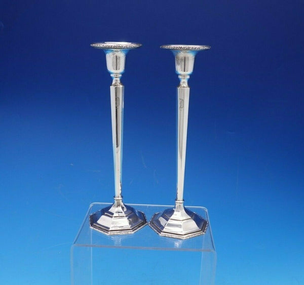Webster Sterling Silver Candlestick Holder Pair 8" Tall x 2 5/8" (#4680)