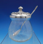 Repousse by Kirk Sterling Silver Glass Jelly Jar and Jelly Spoon #20F (#4909)