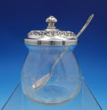 Repousse by Kirk Sterling Silver Glass Jelly Jar and Jelly Spoon #20F (#4909)
