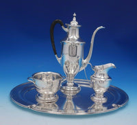 Gorham Sterling Silver Demitasse Tea Set 3pc with Tray Shell Beads Motif (#4923)