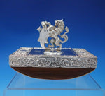 Maintenon by Shiebler Sterling Silver and Wood Desk Blotter Stamp Box Lion #4946