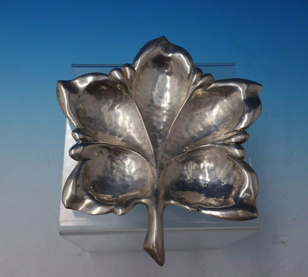 Hungarian Sterling Silver Leaf Dish 1/2" x 6" Long x 5 1/4" Diameter (#4985)