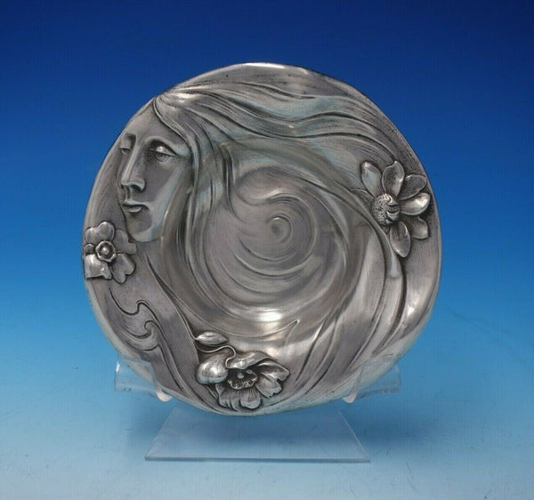 Art Nouveau by Mauser Sterling Silver Ring Dish w/Woman and Flower #386A (#4987)