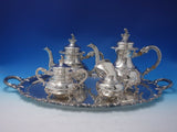 Baroque by Alt Heidelberg Sterling Silver Tea Set 4pc w/Matching SP Tray (#5017)