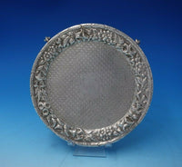 Repousse by Kirk Sterling Silver Salver Tray w/Three Feet Branch Borders (#5019)