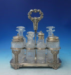 English Sterling Silver and Cut Crystal Cruet Set 10" x 8"  (#5411)
