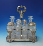 English Sterling Silver and Cut Crystal Cruet Set 10" x 8"  (#5411)