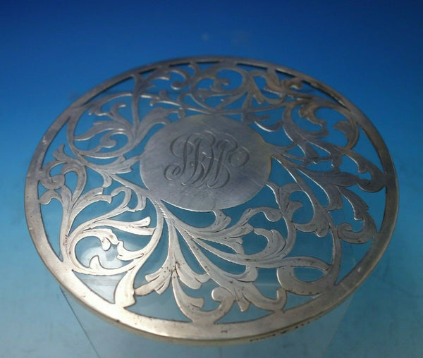 A. Stowell and Co Glass Trivet Plate w/ Sterling Silver Overlay 7" #A93 (#5431)