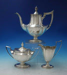 Plymouth by Gorham Sterling Silver Tea Set 3pc Tea Pot Sugar Creamer (#5456)