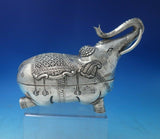 India Sterling Silver Tea Caddy Elephant Form with Chrysanthemums c.1950 (#5468)