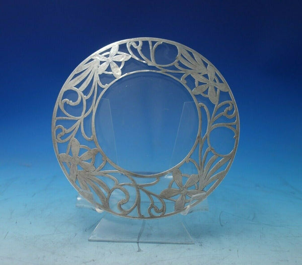 Glass Trivet Plate with Sterling Silver Overlay 7" (#5488)