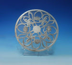 Glass Trivet Plate with Sterling Silver Overlay Four-Leaf Clover #A92C (#5489)