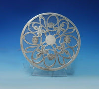 Glass Trivet Plate with Sterling Silver Overlay Four-Leaf Clover #A92C (#5489)
