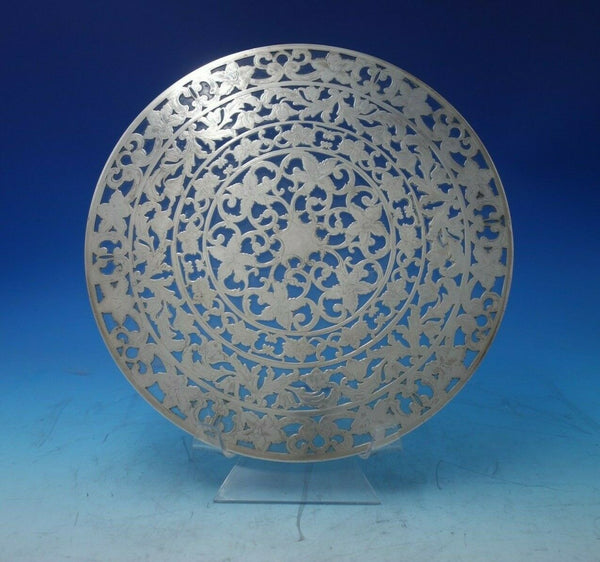 Glass Trivet Plate with Sterling Silver Overlay 10" (#5496)