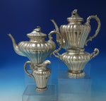 Posen German .800 Silver Tea Set 4pc Pumpkin Shape Morning Glory Finial (#5595)