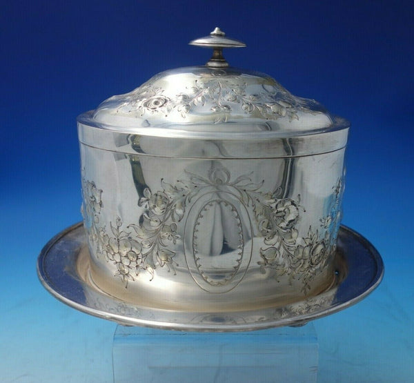 English Silverplate Biscuit Box Covered and Engraved 9" x 6 1/2" (#5613)