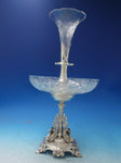 English Victorian Silverplate and Cut Crystal Epergne with Dragon c.1850 (#5790)