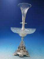 English Victorian Silverplate and Cut Crystal Epergne with Dragon c.1850 (#5790)