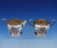 Rose by Stieff Sterling Silver Sugar and Creamer Set 2pc Hand Chased (#3149)