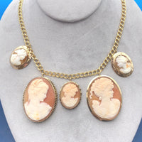 9k and 10k and 14k Yellow Gold Five Genuine Natural Shell Cameos Necklace #J6175