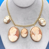 9k and 10k and 14k Yellow Gold Five Genuine Natural Shell Cameos Necklace #J6175